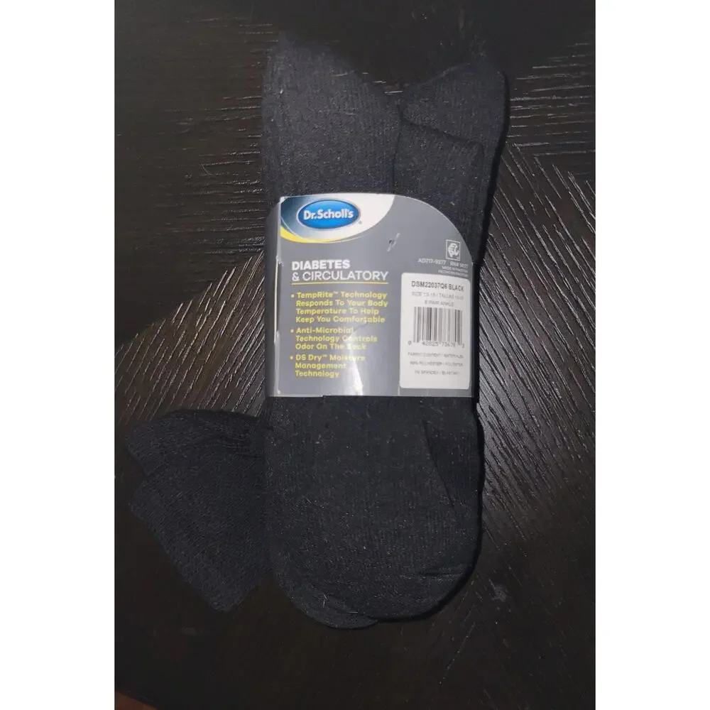 Dr. Scholl's Men's Big & Tall Diabetes Ankle Socks 6-Pk Size 13-15